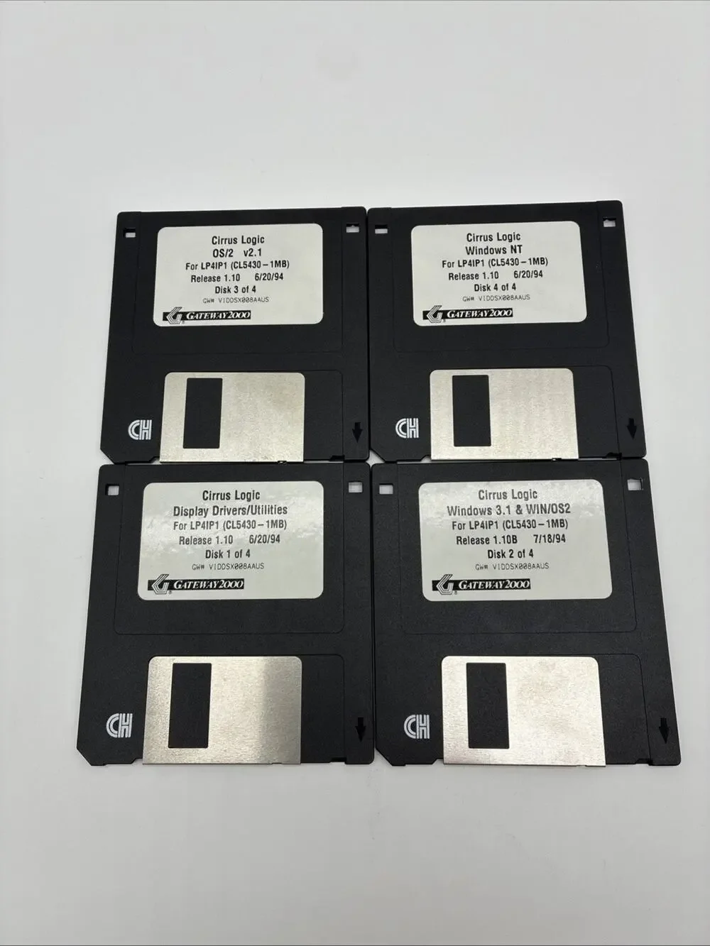 Cirrus Logic Gateway 2000 Floppy Disks 1.10 & 1.10B Vintage - Windows 3.1 Used